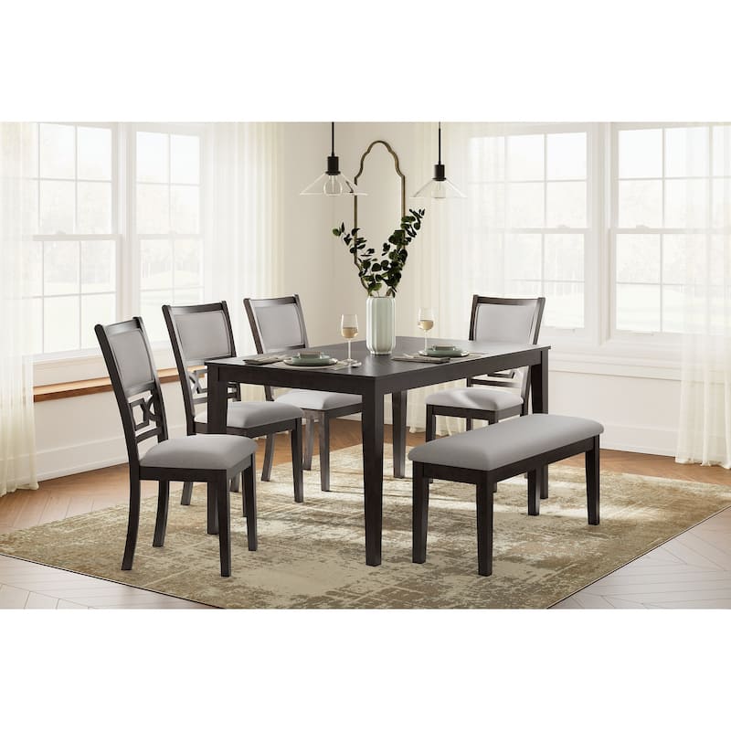 Signature Design by Ashley Langwest Dining Table and 4 Chairs and Bench (Set of 6) - Brown