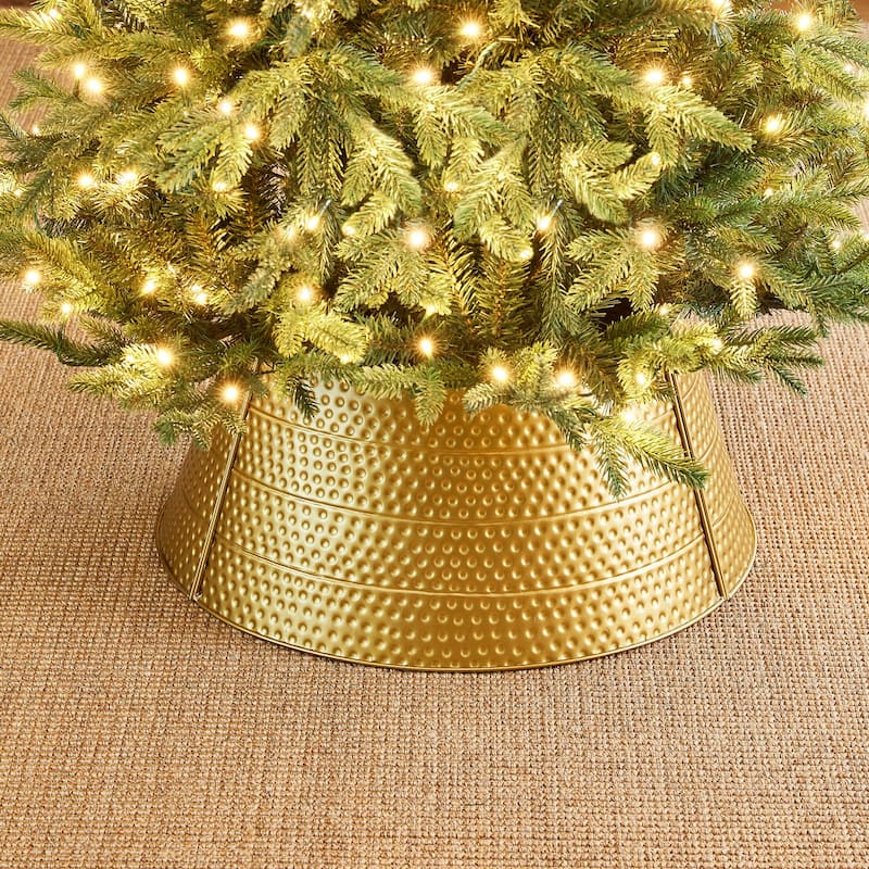 Glitzhome 26"D/22"D Hammer-harden Textured Metal Christmas Tree Collars