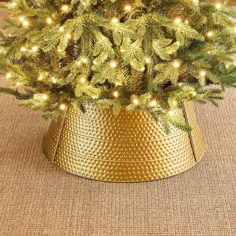 Glitzhome 26"D/22"D Hammered Metal Christmas Tree Collars