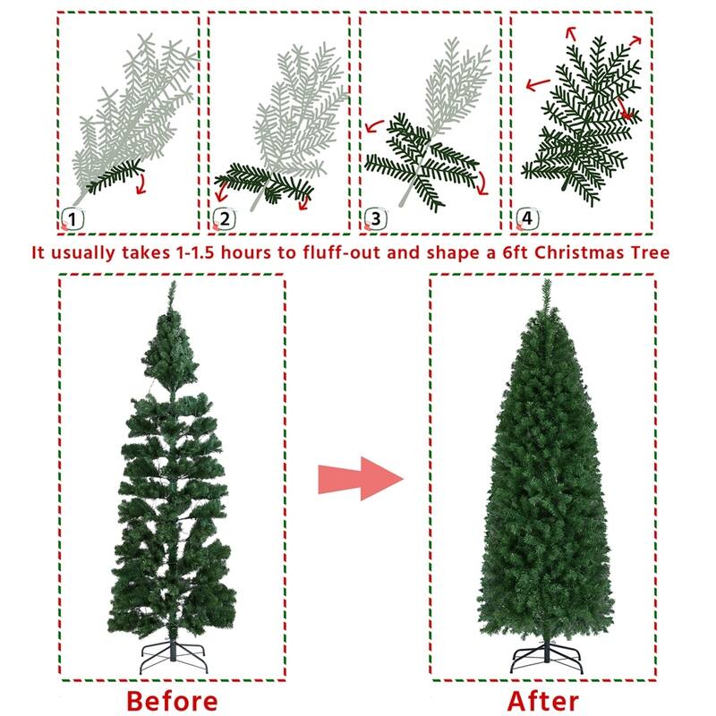 Yaheetech Pre-lit Artificial Christmas Tree Slim Tree Hinged Spruce