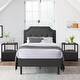 preview thumbnail 46 of 49, VECELO 3-Pieces Modern Upholstered Bed with Height Adjustable Headboard and Nightstands Sets