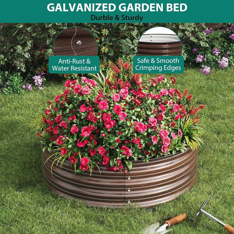 3-Pack 2x1FT Galvanized Raised Garden Beds Round for Vegetables Flowers and Fruits Silver