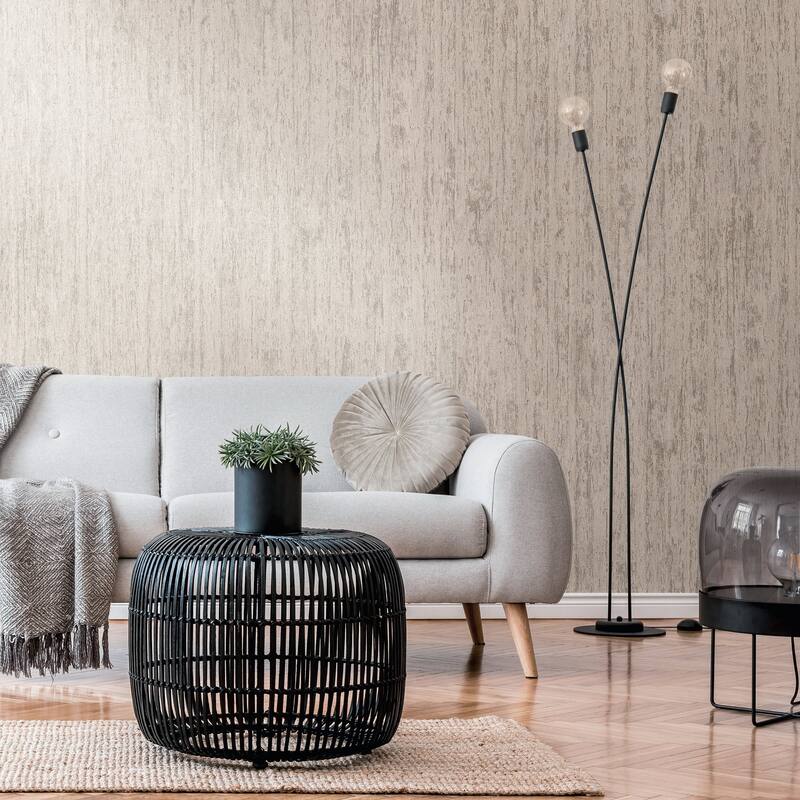 Galerie Wallcoverings Woods and Wicker Collection Tree Bark Effect Metallic Finish Vinyl on Non-woven Wallpaper Roll