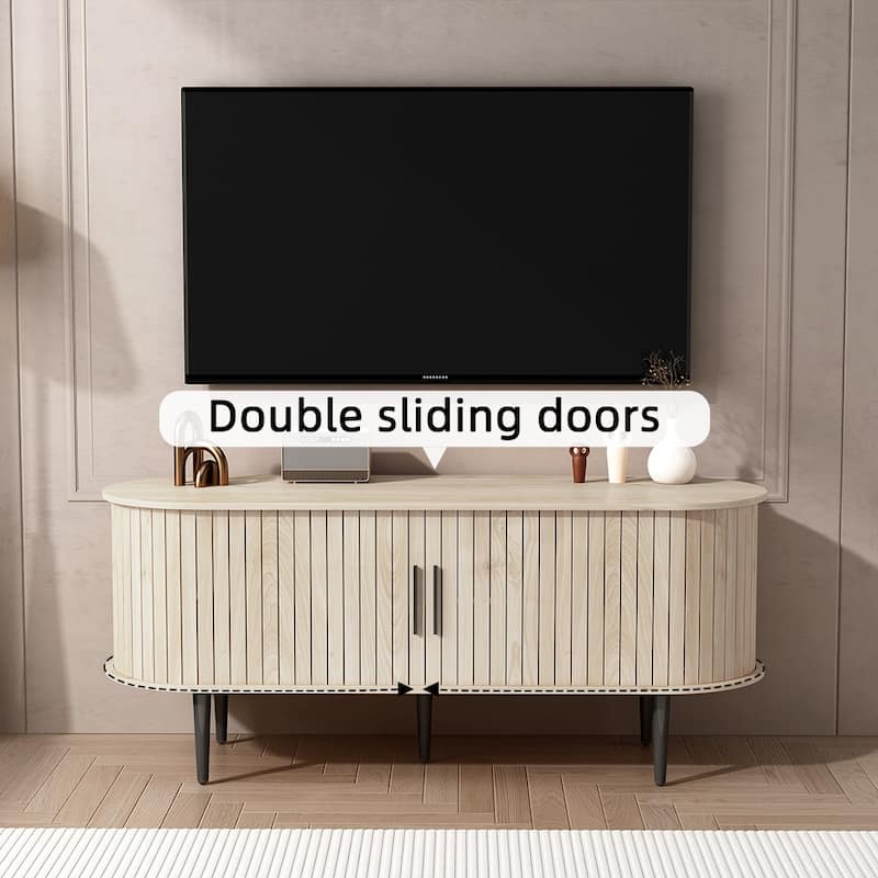 TV Stand, 47" Modern TV Console Table with Storage Compartment and Sliding Door, Gaming Entertainment Center with Cabinet