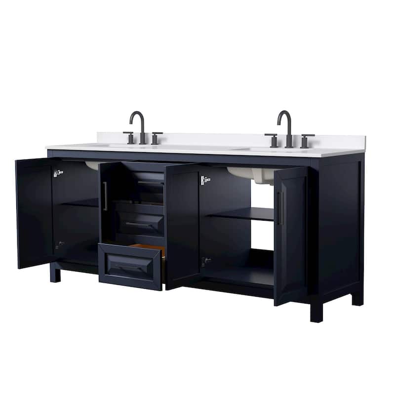 Daria 80-inch Double Vanity, 3 Hole Quartz Top