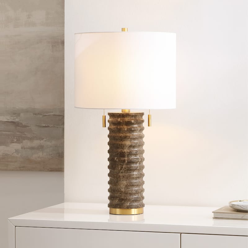 SAFAVIEH Lighting Tova, 26 Inch, Dark Grey, Resin/Metal Table Lamp - 14"W x 14"D x 25"H