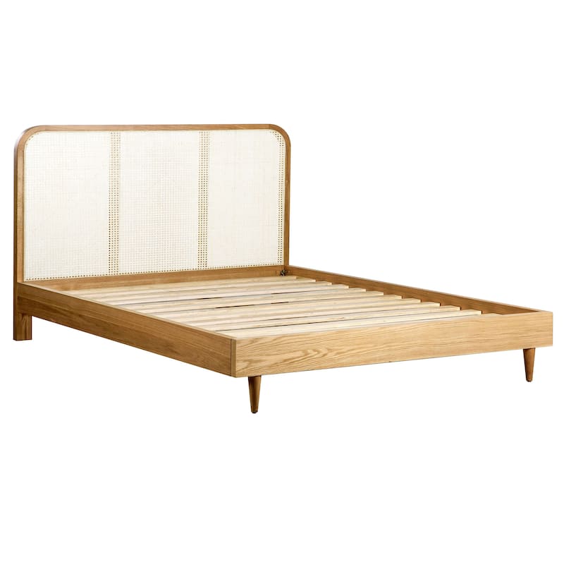 Inglewood Oak and Wicker Panel Bed - King