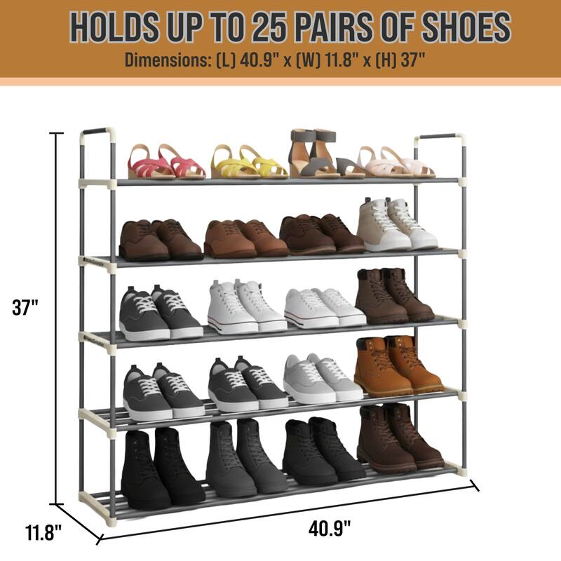 Shoe Rack – Multi -Tier Shoe Organizer by Hastings Home (Gray)