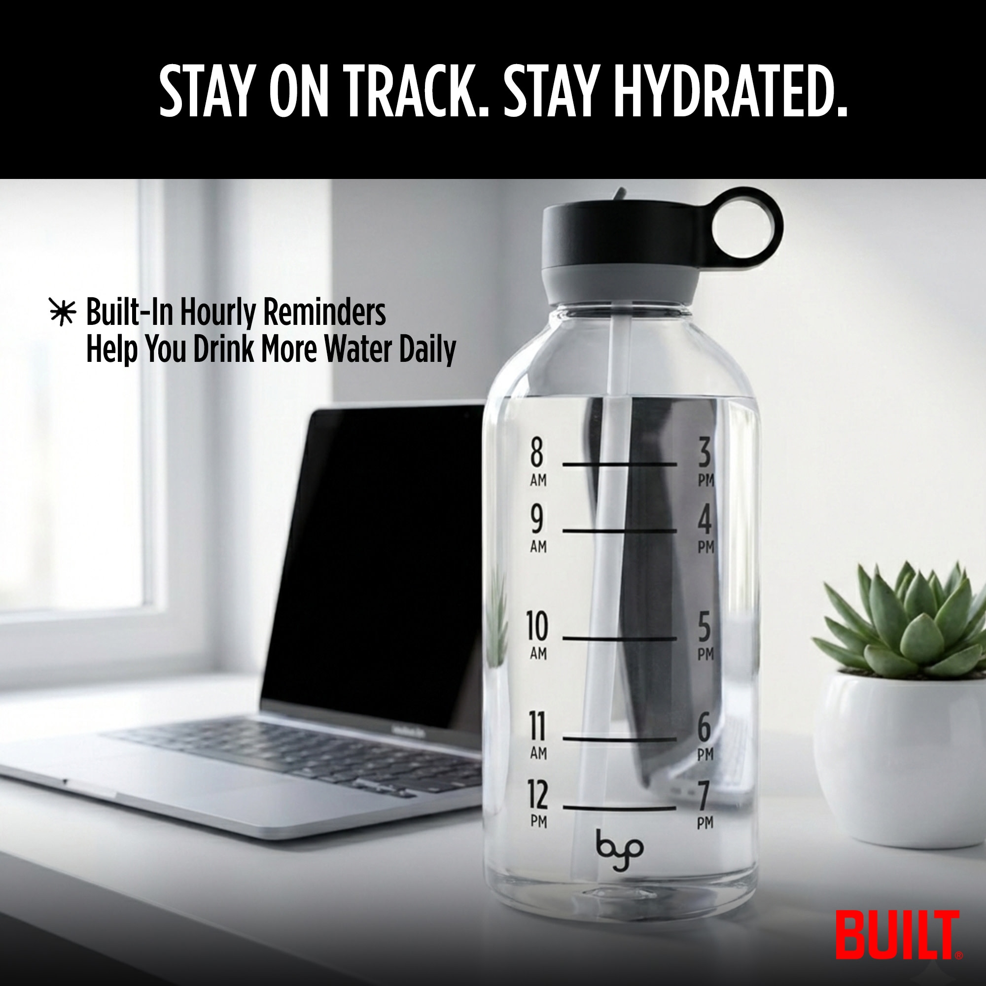 Byo 74 Oz Tritan Motivational Bottle - Black