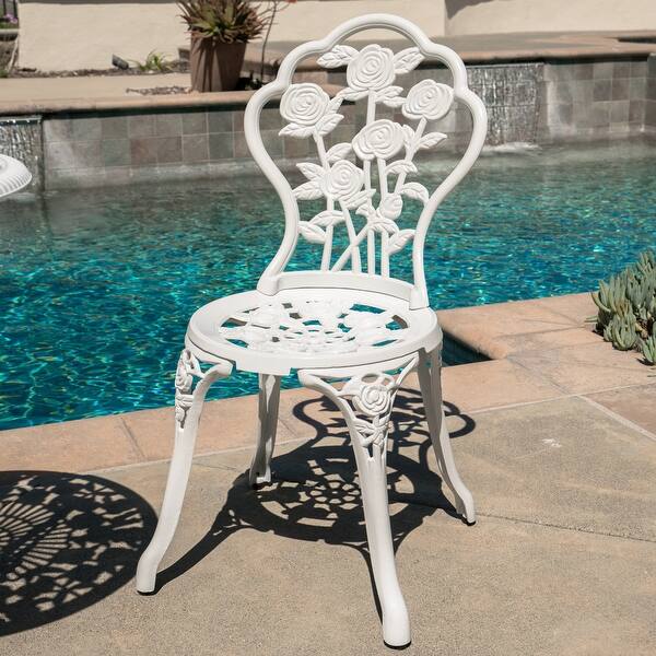 Shop Weather Resistant 3 Piece Patio Set Rose Design Table 2 Chairs White Standard Overstock 15973840