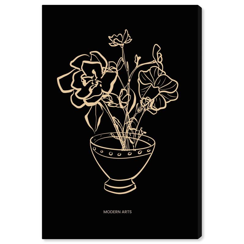 Wynwood Studio Canvas Floral and Botanical Modern Art Flowers II Black and Modern & Contemporary Wall Art Canvas Print