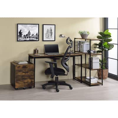 Zaidin Weathered Oak& Black Finish Writing Desk