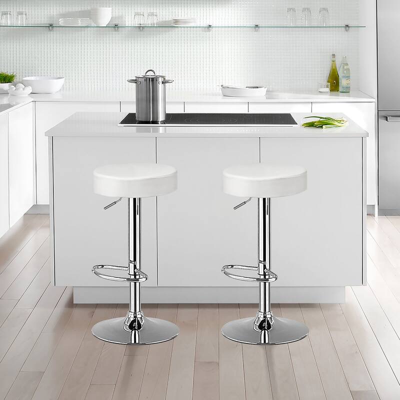 Costway Set of 2 Round Bar Stool Adjustable Swivel Pub Chair w/