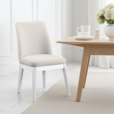 Risa Dining Side Chair Set of 2, Tall Back and Splayed Legs, Beige
