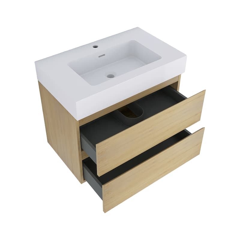 Floating Bathroom Vanity with Solid Surface Top
