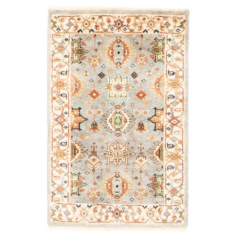 ECARPETGALLERY Hand-knotted Jules Sultane Light Blue Wool Rug - 2'7 x 12'2 - Light Blue - 2'7 x 12'2