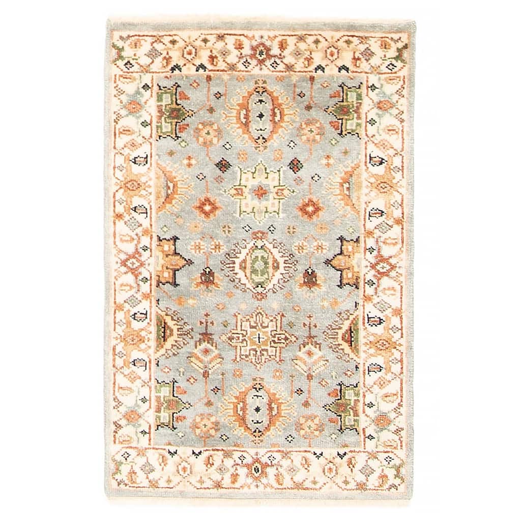 ECARPETGALLERY Hand-knotted Jules Sultane Light Blue Wool Rug - 2'7 x 12'2