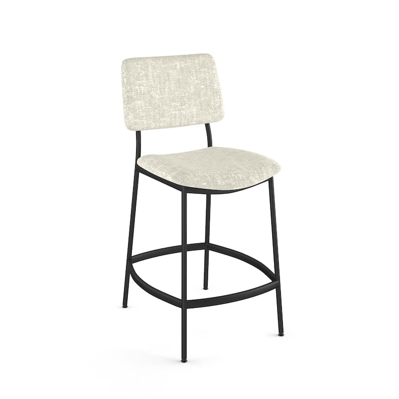 Amisco Sullivan Counter Stool - Sheep White and Cream Chenille / Black Metal
