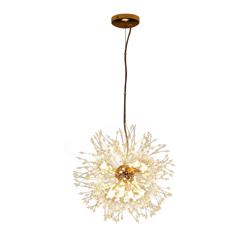 8/9/16-Light Modern Glam Linear Sputnik Globe Pendant Island Light Firework Starburst Crystal Chandelier with Crystal Beads
