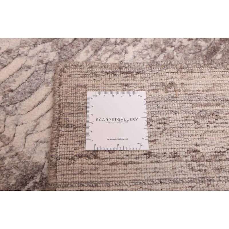 ECARPETGALLERY Hand Loomed Elysian Dark Grey Wool Rug - 2'6 x 13'9