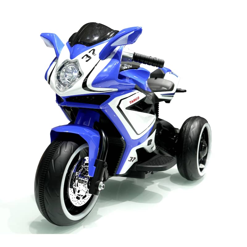 Children's Motorcycle with Headlight, Ride on Motorcycle with Illuminated Wheels, Blue Electric Car Toy with LED Lights
