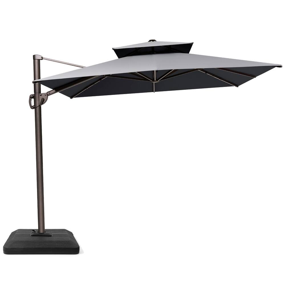Outdoor 9 x 11 ft Patio Offset Cantilever Umbrella with Weights Base