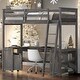 preview thumbnail 2 of 14, Contemporary Design Twin Size Loft Bed with U-shaped Desk, Drawers and Multiple Storage Shelves, Study or Leisure Space, Brown