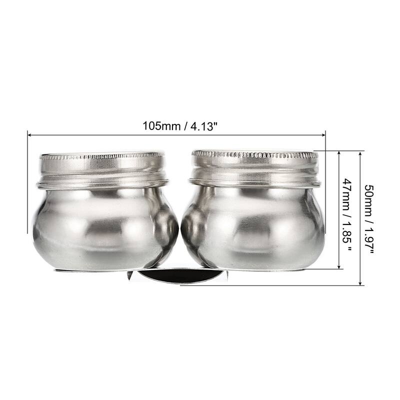 Palette Cups Paint Pot Container with Lid and Clip Double Dippers - Silver - 4" x 2", 1pcs