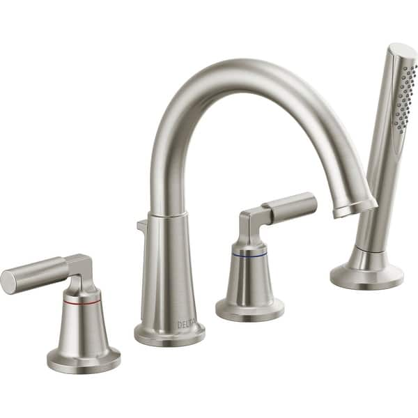 Delta Bowery Deck Mounted Roman Tub Filler with Built-In Diverter and ...