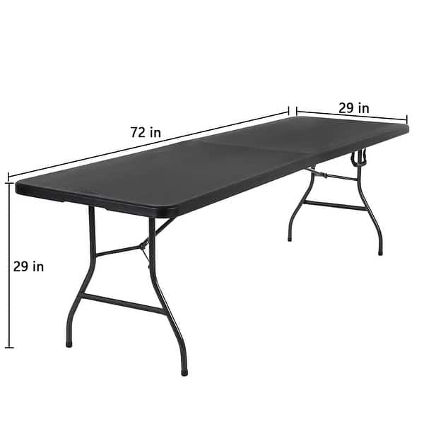 6 ft Rectangular Black Plastic Folding Table Bed Bath & Beyond 36980850