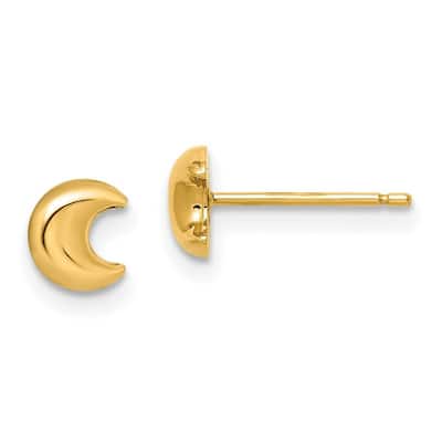 Curata 14k Yellow Gold Girls Polished 5.8mm Moon Post Earrings