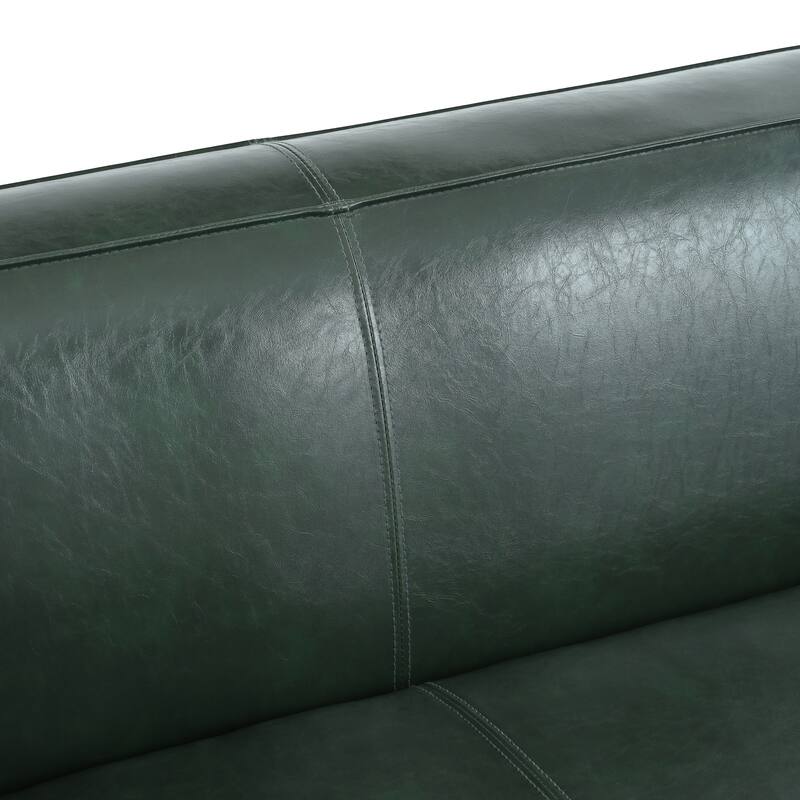 Green PU 3 Seater Contemporary Tuxedo Sofa with Birch Wood Legs