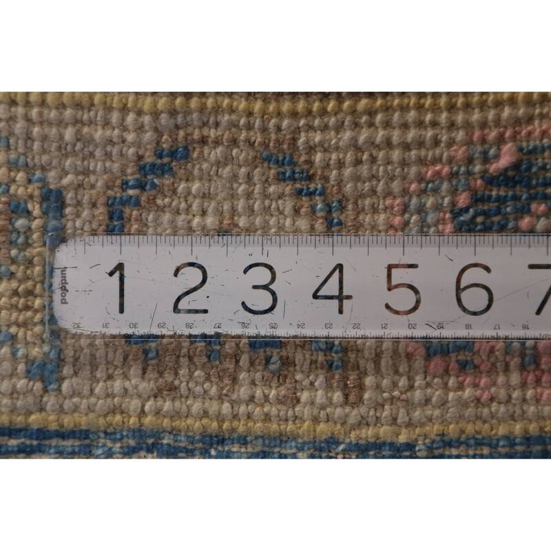 Hand Knotted Oriental 100% Wool Carpet Transitional Geometric Navy Blue & Blues Oushak Area Rug - 10' 9'' X 8' 4''