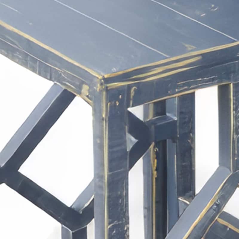 Rena 3 Piece Nesting Accent Table Set, Slatted, Rustic Blue Mahogany