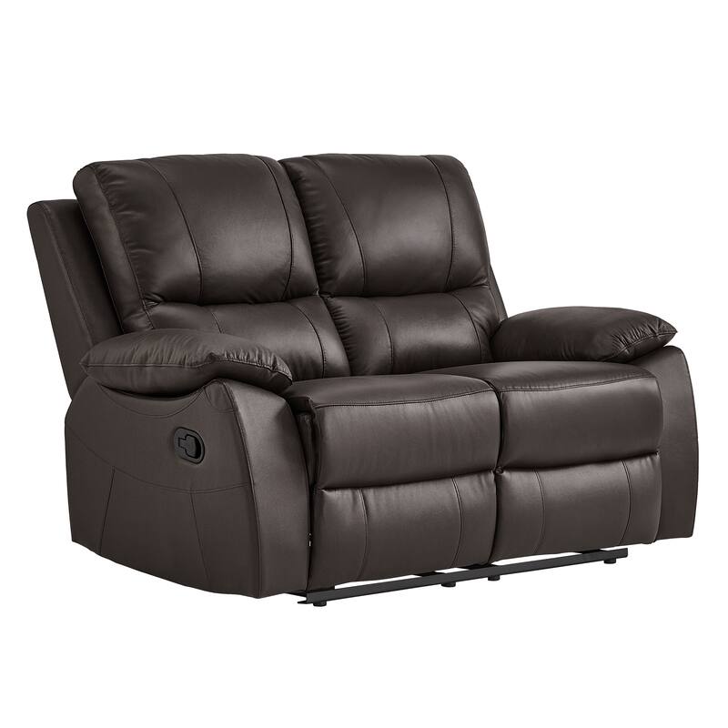 Harrington Faux Leather Manual Double Reclining Loveseat - Brown