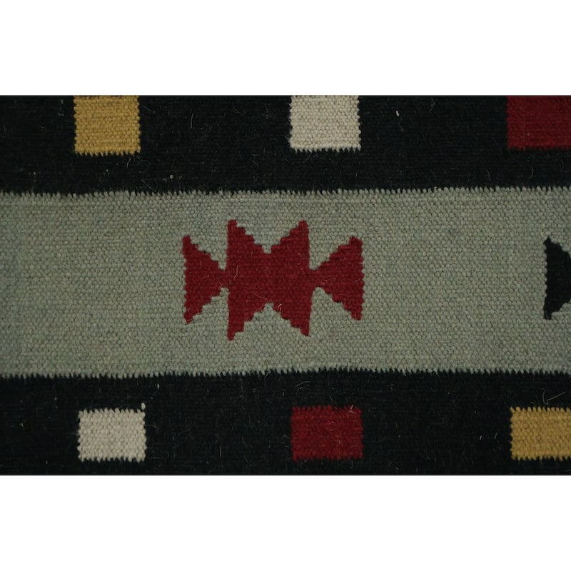 Hand Woven Oriental 100% Wool Carpet Southwestern Tribal Green Kilim Area Rug - 8' 1'' X 5' 2''