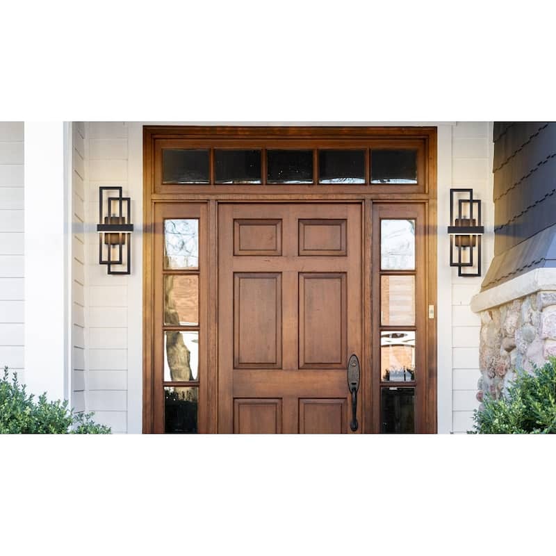 2-Pack Matte Black Iron Integrated LED Outdoor/Indoor Wall Sconce