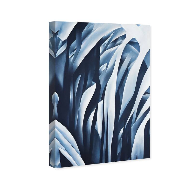 Wynwood Studio Abstract Azule Fern Near Blue and Dark Blue Tropical Wall Art Canvas Print