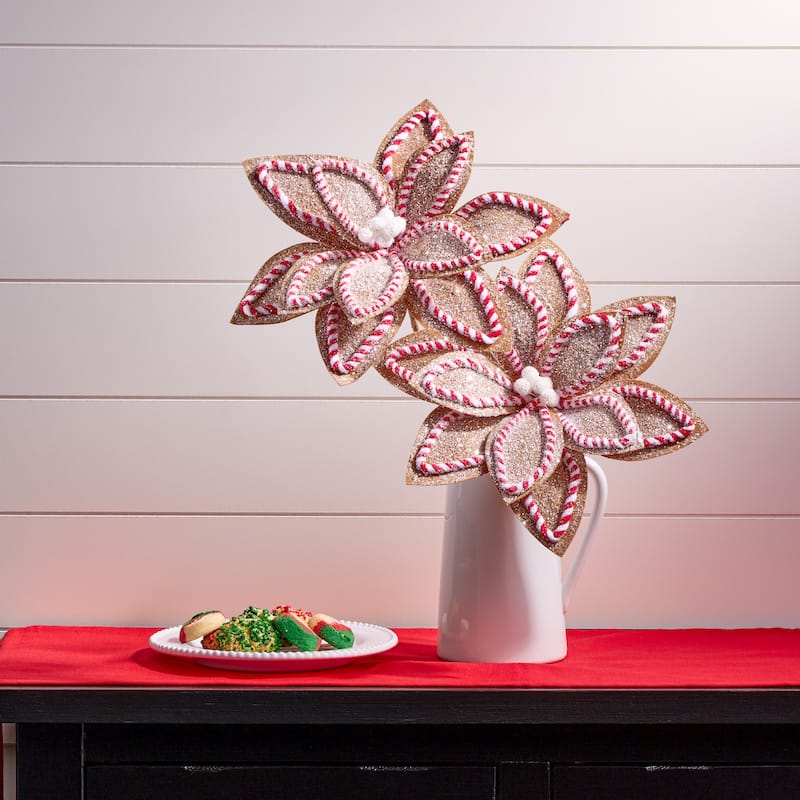 22" Sugar And Spice Poinsettia Stem - Brown