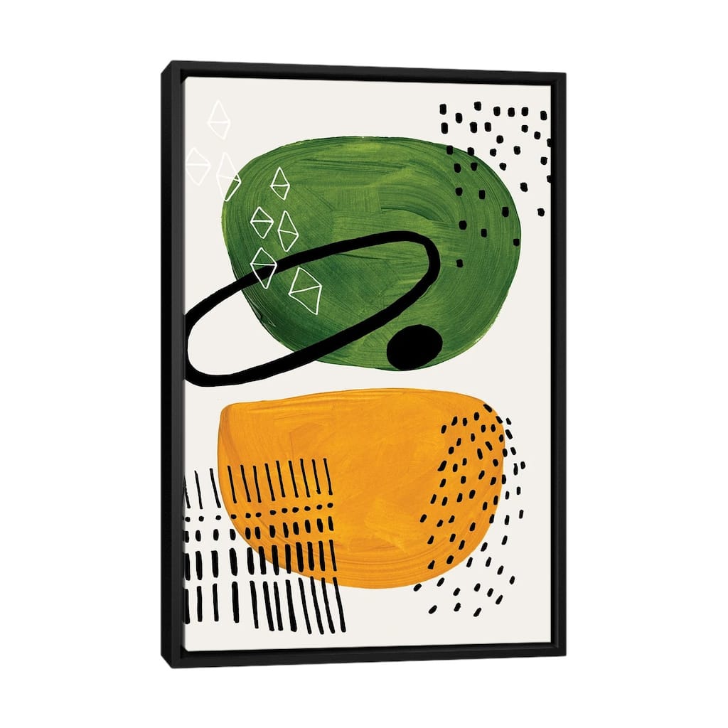 iCanvas "Mid Century Olive Ochre" by EnShape Framed