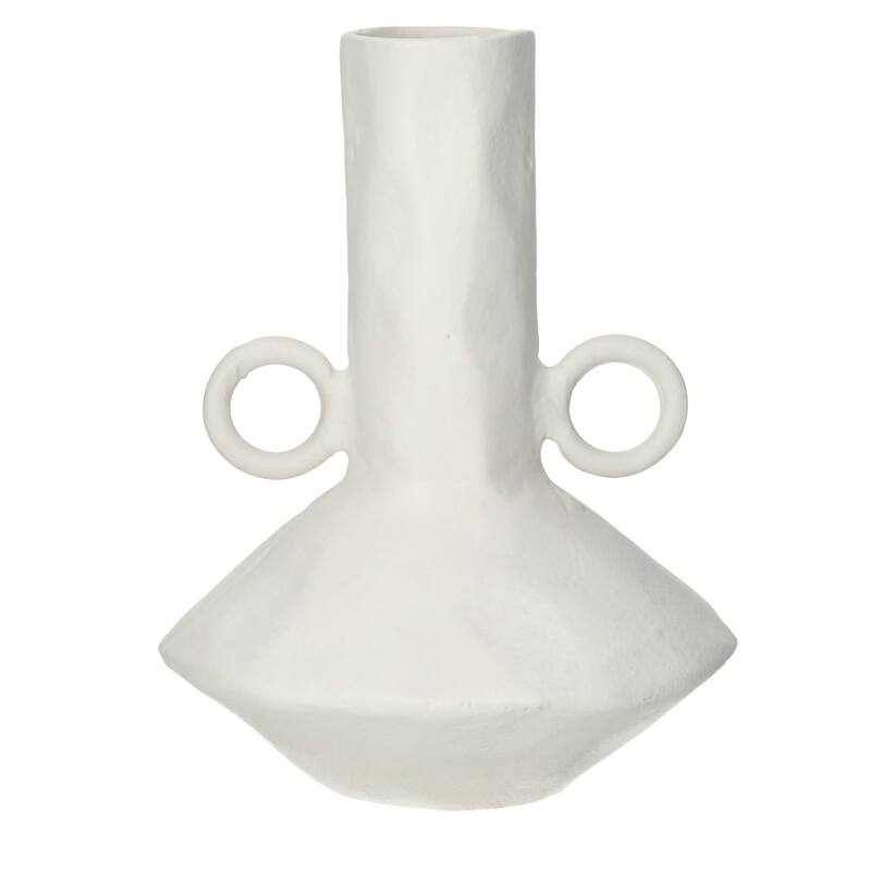 Matte Jug Vase with Ring Handles and Flared Base - 11.25" - White