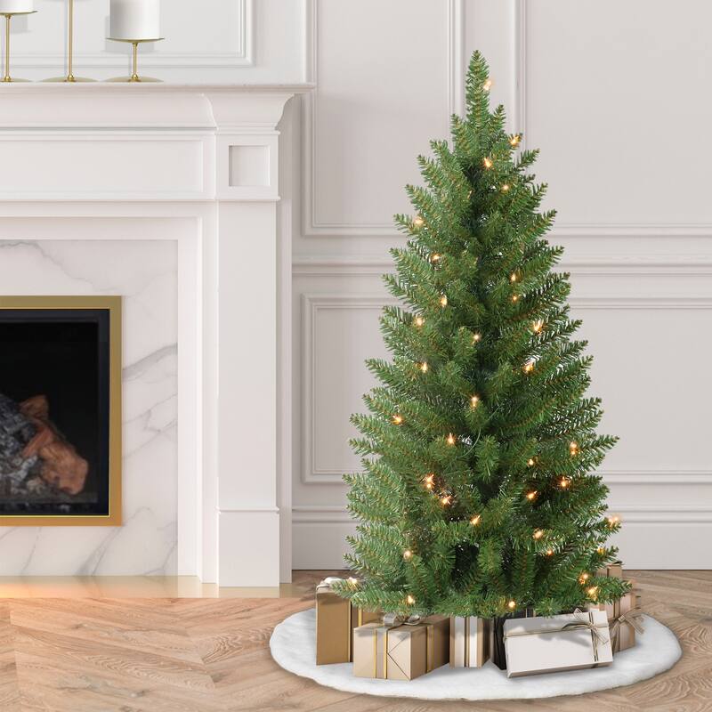 Puleo International Pre-Lit 4' Carson Pine Artificial Christmas Tree