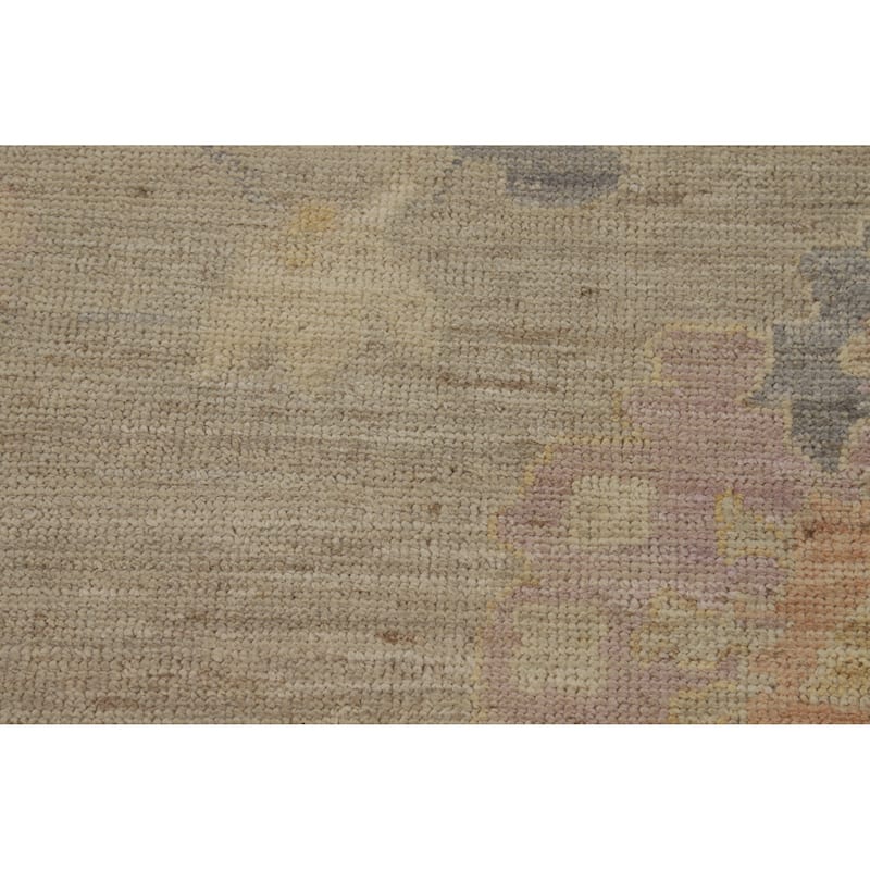 Hand Knotted Oriental 100% Wool Carpet Transitional All-Over Beige & Ivories Oushak Area Rug - 12' 4'' X 9' 0''