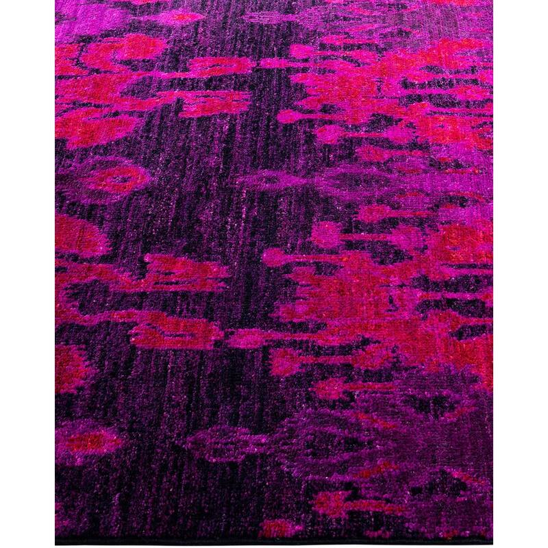 Modern One-of-a-Kind Hand-Knotted Area Rug - Purple, 4' 2" x 5' 10" - 4' 2" x 5' 10"