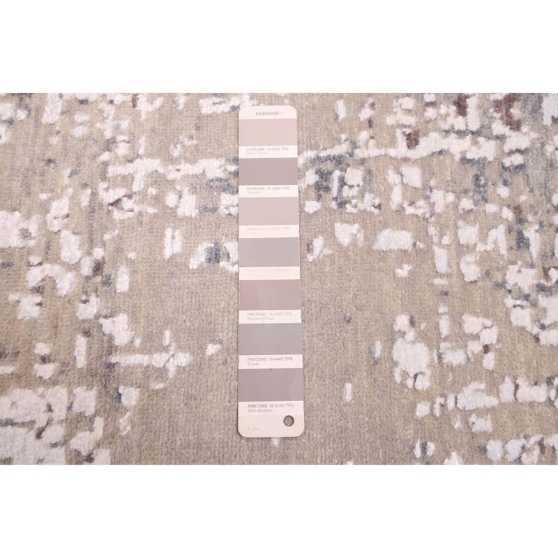 ECARPETGALLERY Hand-knotted Legacy Taupe Silk, Wool Rug - 2'6 x 12'0