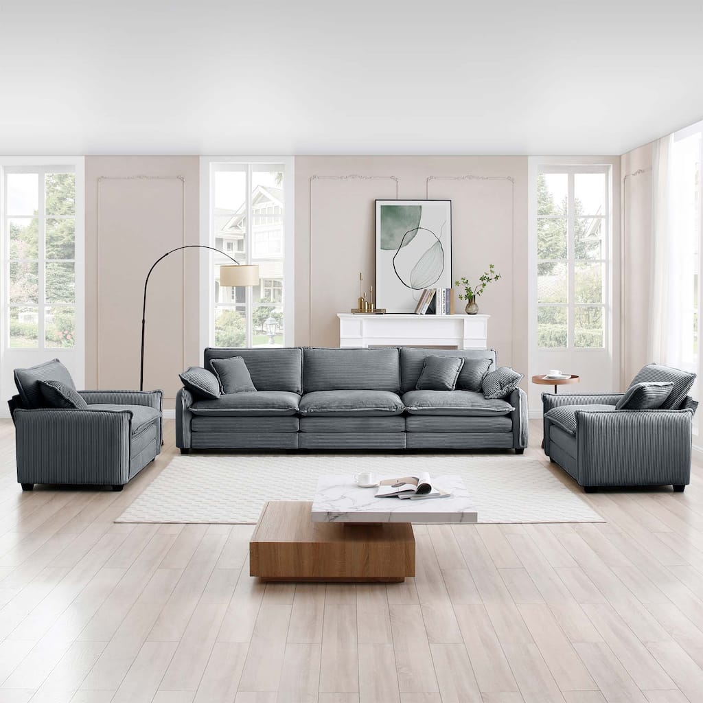 3+1+1 Seater Ergonomic Modular Sectional Sofa Set with Pillows