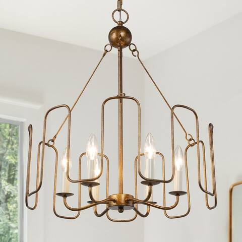 Luray Mid-century Modern French Country 6-light Drum Chandelier for Living/ Dining Room - D21'' x H83.5''