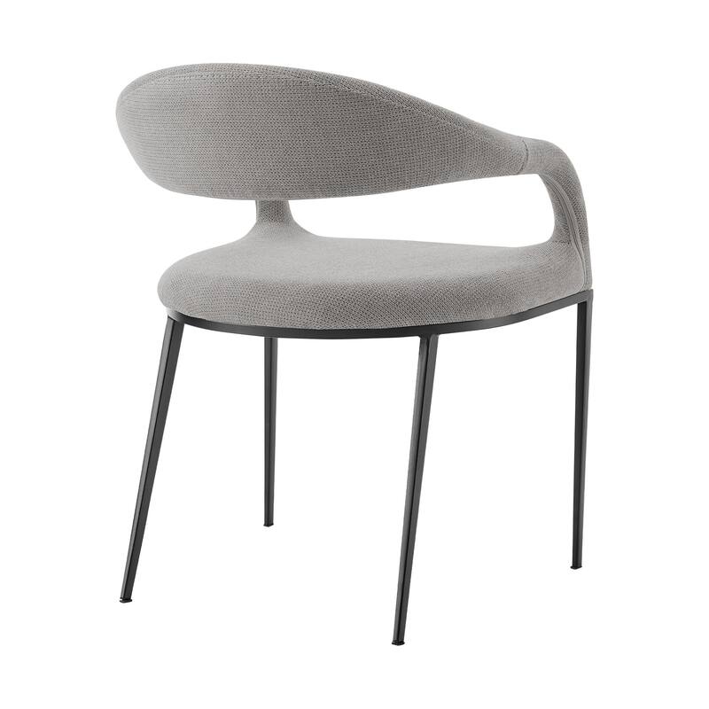 HomeRoots Set of Two Gray And Black Upholstered Polyester Open Back Dining Arm Chairs