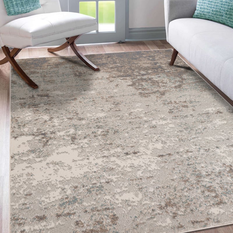 Alana Amira Gray Abstract Area Rug - 7'10" x 10'2"