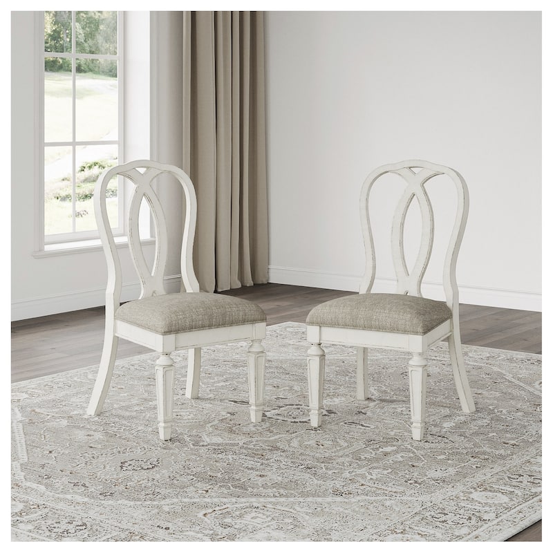 Signature Design By Ashley Realyn Dining Room Chair - Set of 2 - Chipped White - 19.5" W x 24" D x 40.38" H